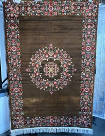 Mocha Floral Medallion Border Rug 160x230