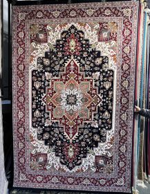 Burgundy Noir Geometric Floral Rug 200x300
