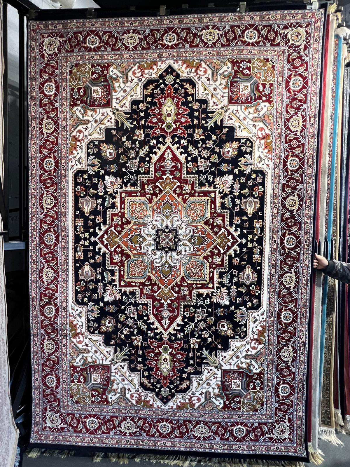 Burgundy Noir Geometric Floral Rug 200x300